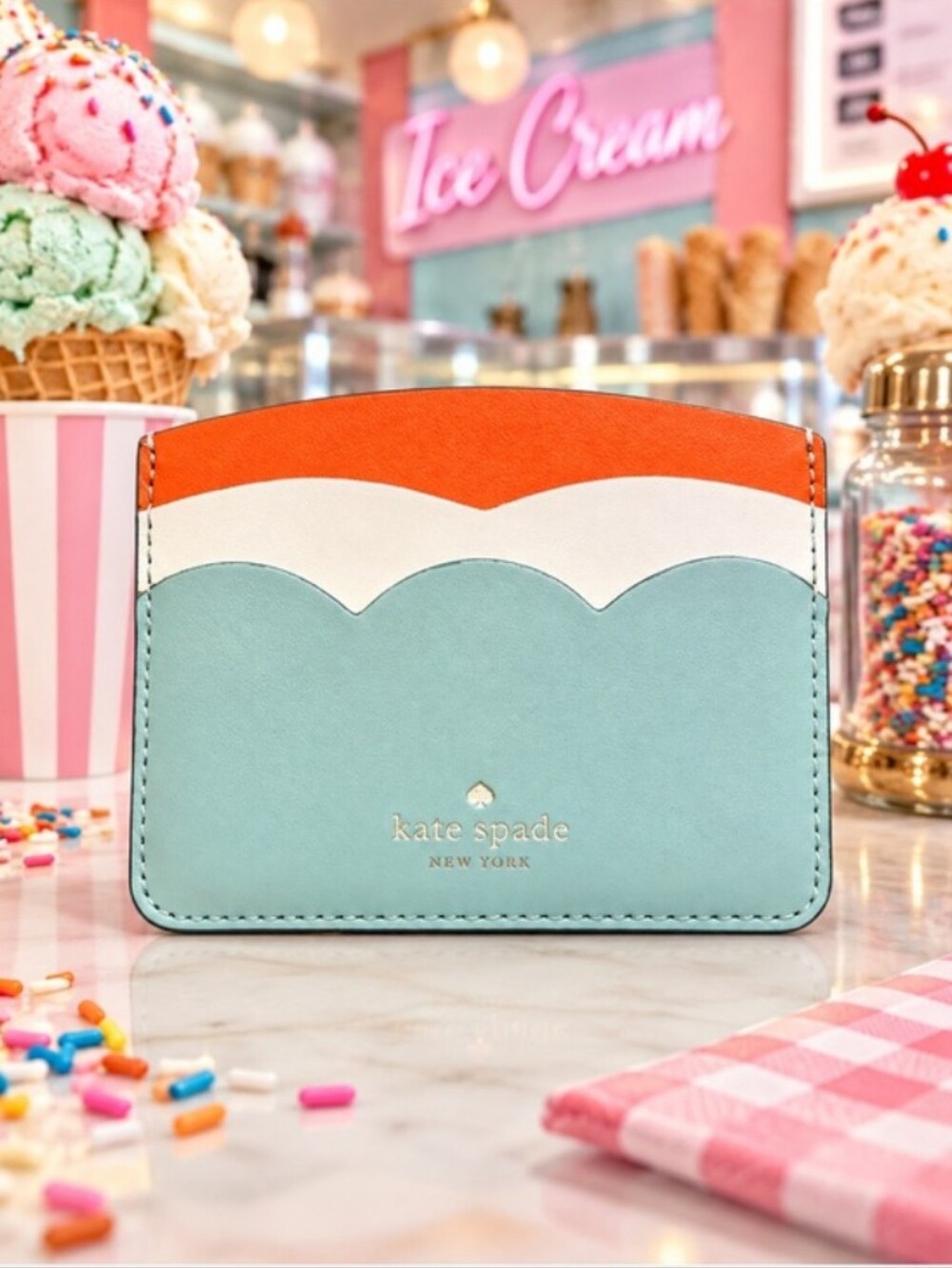 Kate Spade-New York Gemma Slim Card Holder (Cloud Mist) ⛅🩵